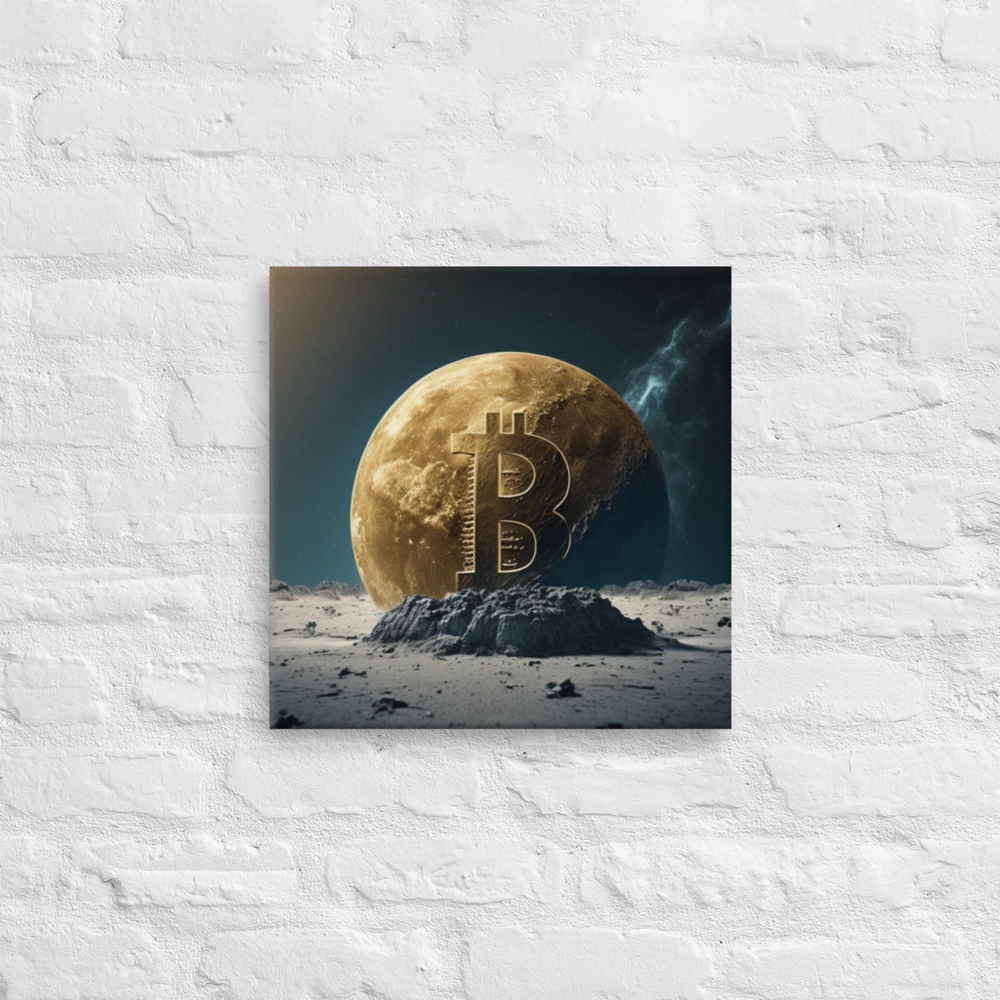 Canvas Bitcoin On The Moon ( Lunaprise Art Mission Artwork literally lands on the Moon Museum) plus Bonused  NFT ( minted April 8th, 2023)